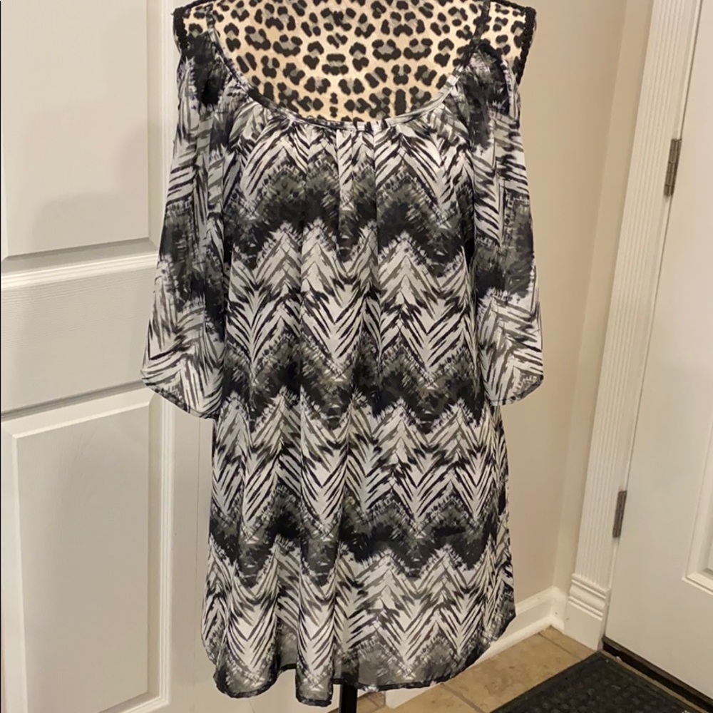Miken Pull On Cover Up Dress Swimsuit Separates New Black White Gray 4/25